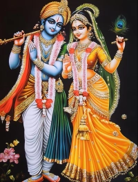 Cute Radha Krishna Lotus Hug Canvas wall art print | PrintPosters.in
